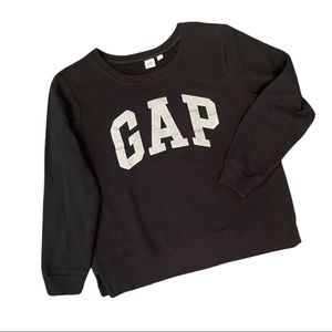 GAP new Black classic logo sweatshirt crewneck glitter wording Large essential